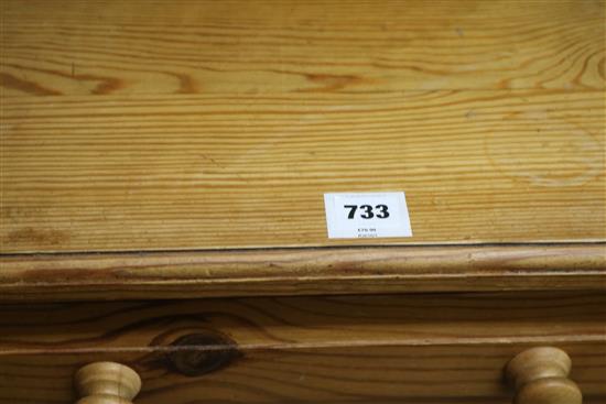 A pine pedestal desk W.121cm